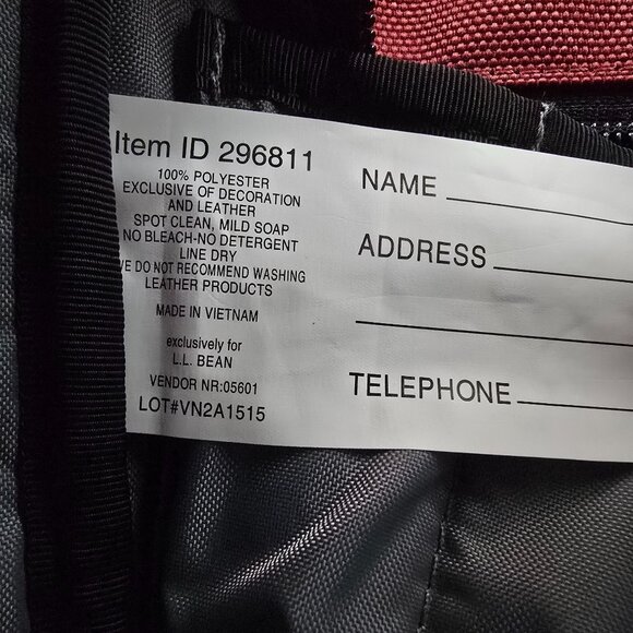 L.L. Bean Red Utility Tote Bag 15" Multiple Pockets Zipper Closure Polyester - Picture 9 of 12